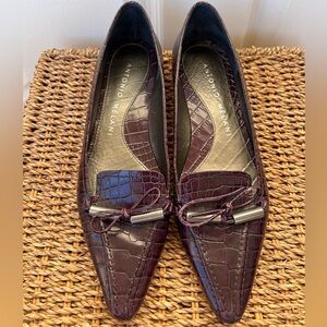 Antonio Melani‎ Women’s Rhoda Croc Print Flats Bow Front 6.5M